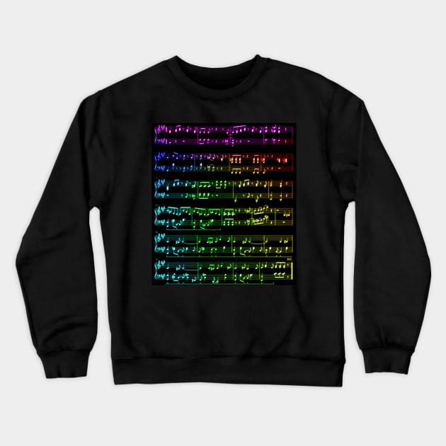 Rainbow Gradient Wii Theme Music Notes Crewneck Sweatshirt by broadwaygurl18